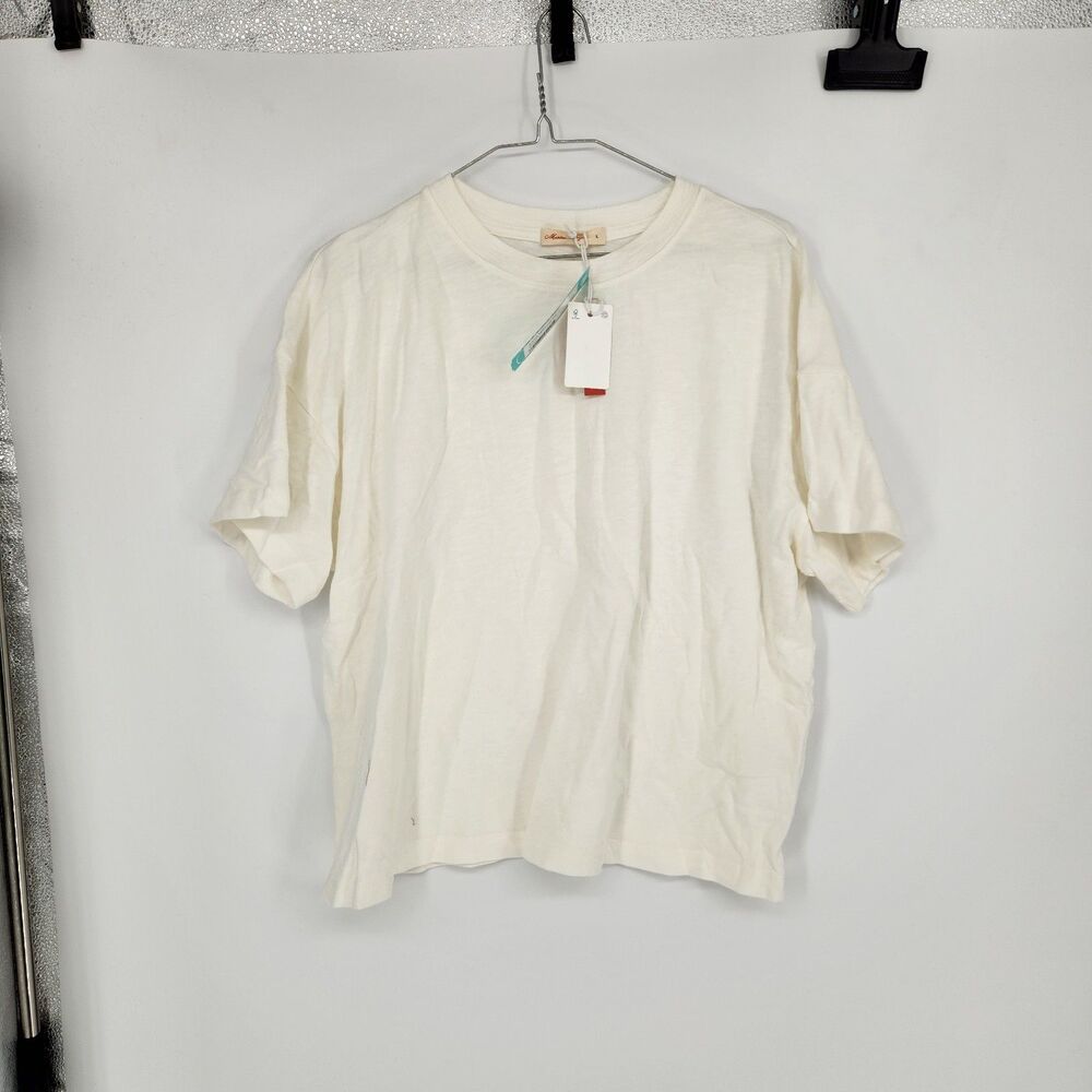 Marine Layer Women's Off-White Large Vintage Slub Crop Tee NWT